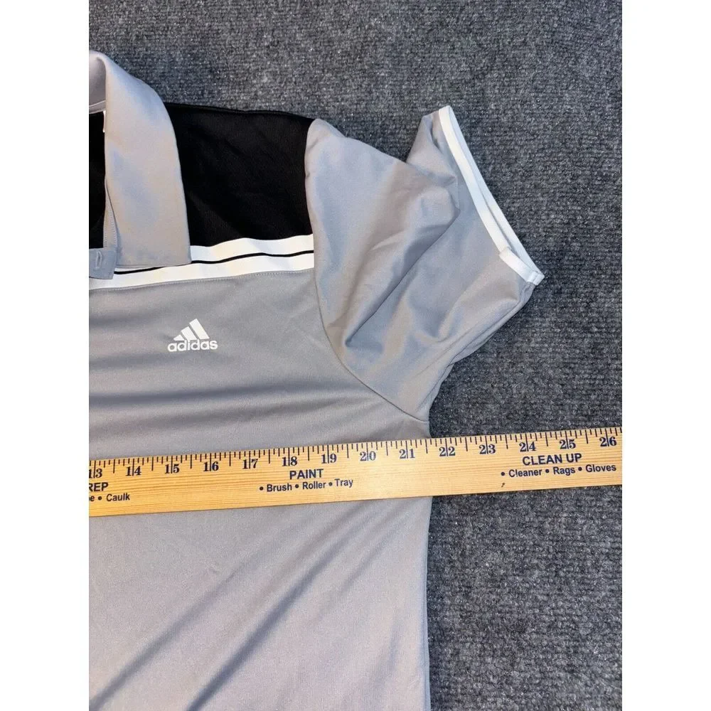 adidas Polo Shirt Mens Medium Gray Golf Performance Short Sleeve Collared‎ Logo